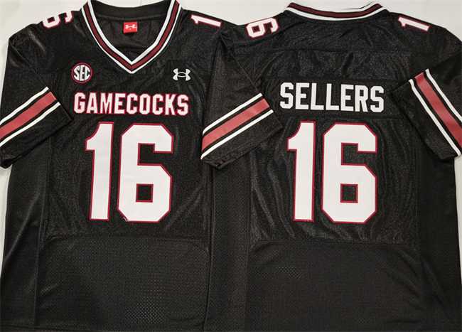 Men%27s South Carolina Fighting Gamecocks #16 LaNorris Sellers Black Stitched Jersey
